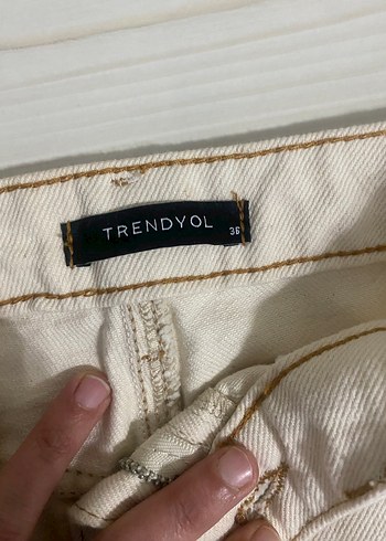 Kadın Beyaz Pamuklu Salaş Pantolon - Görsel 6