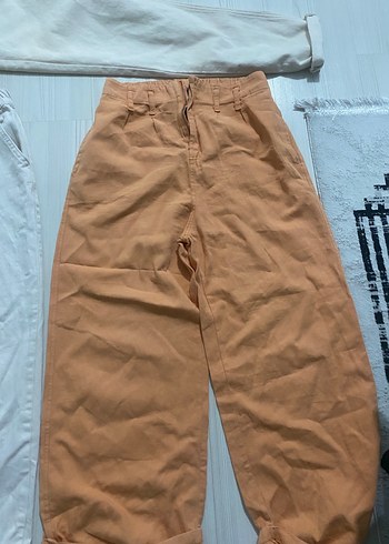 Kadın Beyaz Pamuklu Salaş Pantolon - Görsel 3