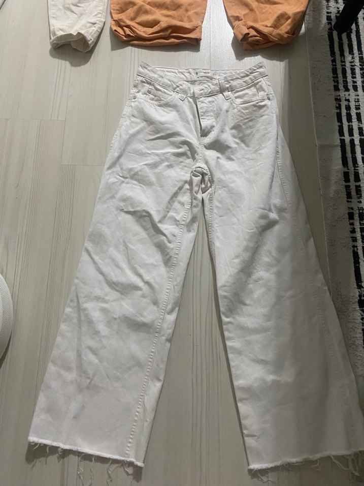 Kadın Beyaz Pamuklu Salaş Pantolon - Görsel 2