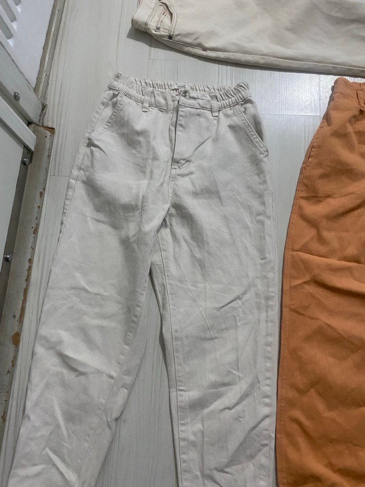 Kadın Beyaz Pamuklu Salaş Pantolon - Görsel 4