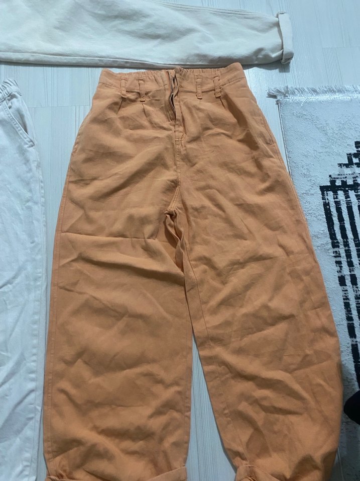 Kadın Beyaz Pamuklu Salaş Pantolon - Görsel 3