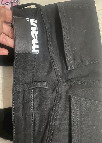 Kadın Mavi ve Siyah Salaş Denim Pantolon - Görsel 7