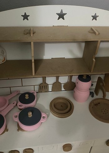 Beyaz Ahşap Çocuk Oyun Mutfak Seti - Görsel 6