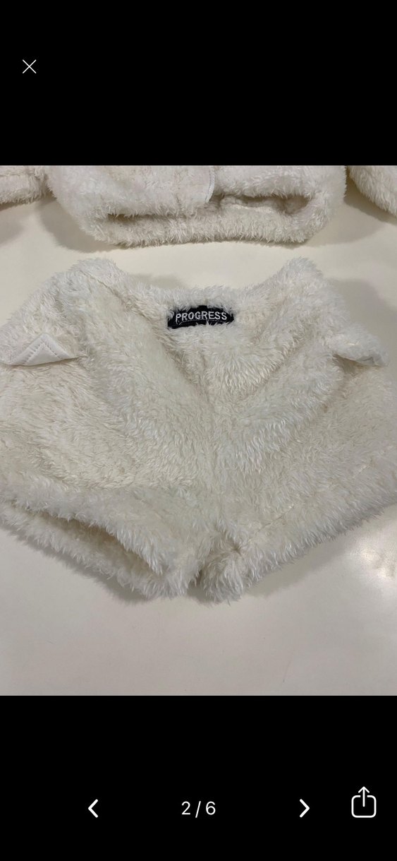 ÇocukBeyaz Kısa Peluş Takım - Görsel 2