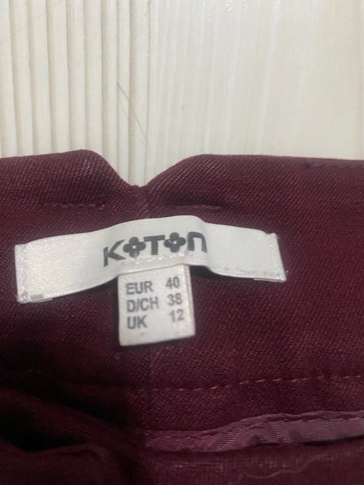 Bordo Kadın Kumaş Pantolon Midi Boy - Görsel 3