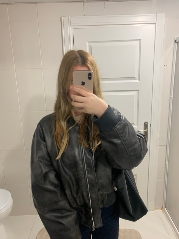 Sıfır gibi H&M Oversize Deri  Ceket - Görsel 2