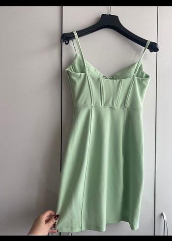 Yeşil İnce Askılı Mini Elbise - Görsel 2