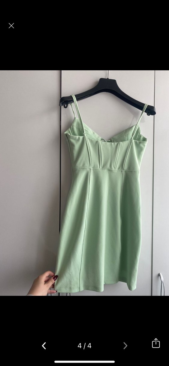 Yeşil İnce Askılı Mini Elbise - Görsel 2