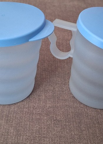 Pastel Mavi Kapaklı tupperware bardak