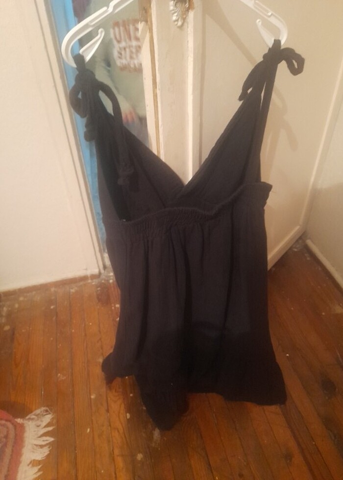 Keten yazlık kısa elbise  - Görsel 4