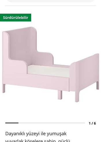 Ikea Yumuşak ve Dayanıklı Pembe Çocuk Yatağı