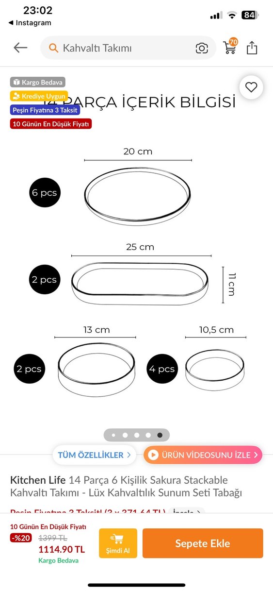 Kitchen Life 14 Parça 6 Kişilik Sakura Kahvaltı Takımı - Görsel 5