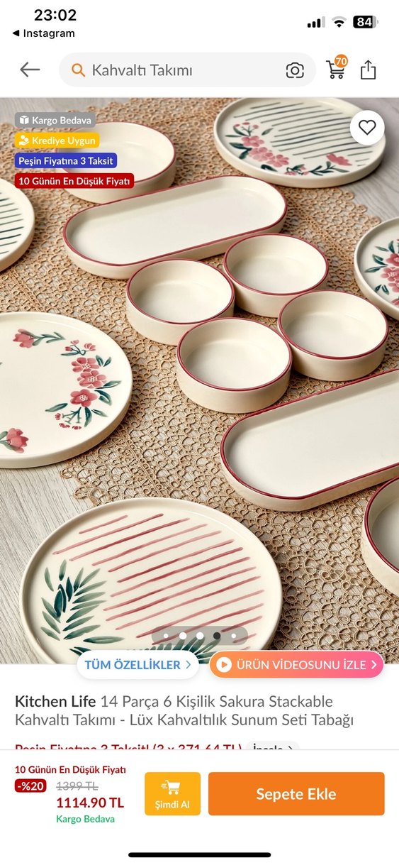 Kitchen Life 14 Parça 6 Kişilik Sakura Kahvaltı Takımı - Görsel 4