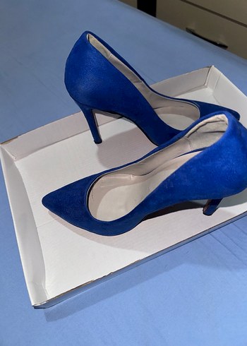 36 Beden Mavi Süet Stiletto Topuklu Kadın Ayakkabı