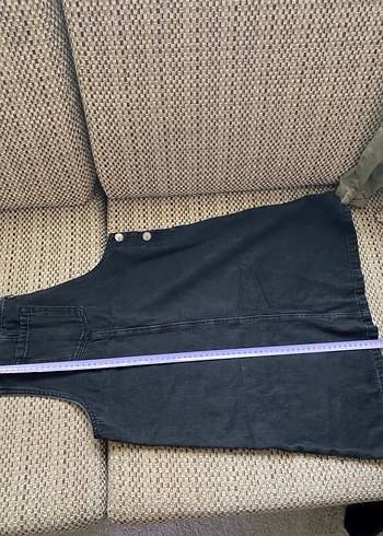 Siyah Kadın Kot Midi Salopet - Görsel 4