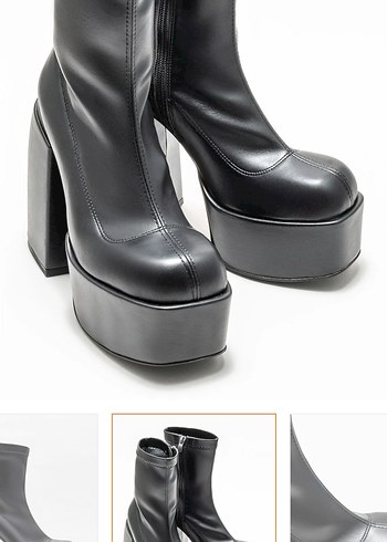 Siyah Platform Topuklu Kadın Bot - Görsel 2