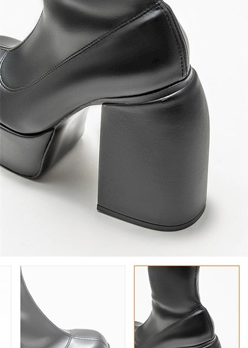 Siyah Platform Topuklu Kadın Bot - Görsel 4