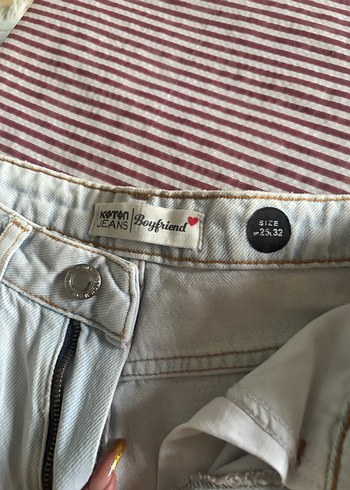 Düğmeli Beyaz Kadın Denim Pantolon - Görsel 2