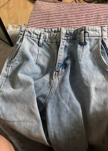 Gri Bol Kesim Midi Kadın Kot Pantolon - Görsel 2