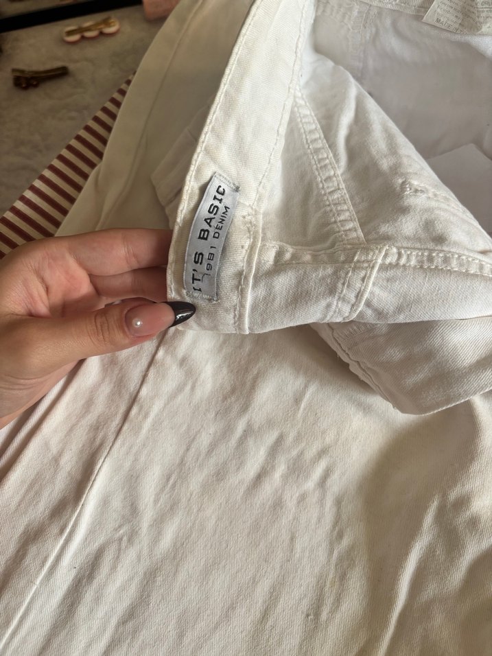 Beyaz Kadın Rahat Kesim  Kot Pantolon - Görsel 2