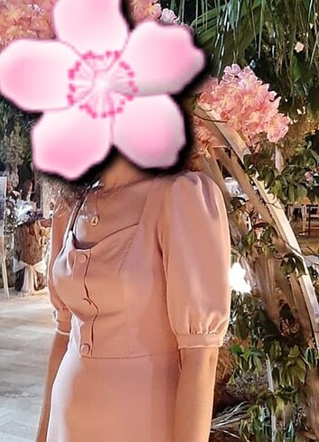 Toz pembe ,karpuz kol elbise