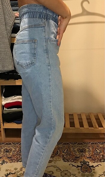 s Beden mavi Renk Açık mavi mom kot pantolon