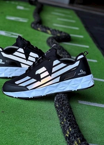 Emporio Armani Siyah emporio armani Gri Zebra Desenli Erkek Spor Ayakkabı