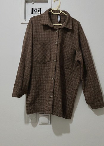 Düğmeli Kahverengi  kaşeKadın Gömlek - Görsel 4