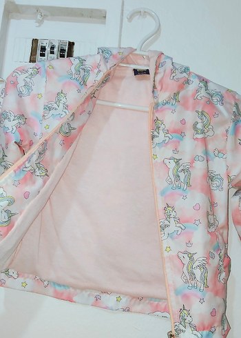 Kız Çocuk Pembe Kapüşonlu Fermuarlı Yağmurluk - Görsel 4