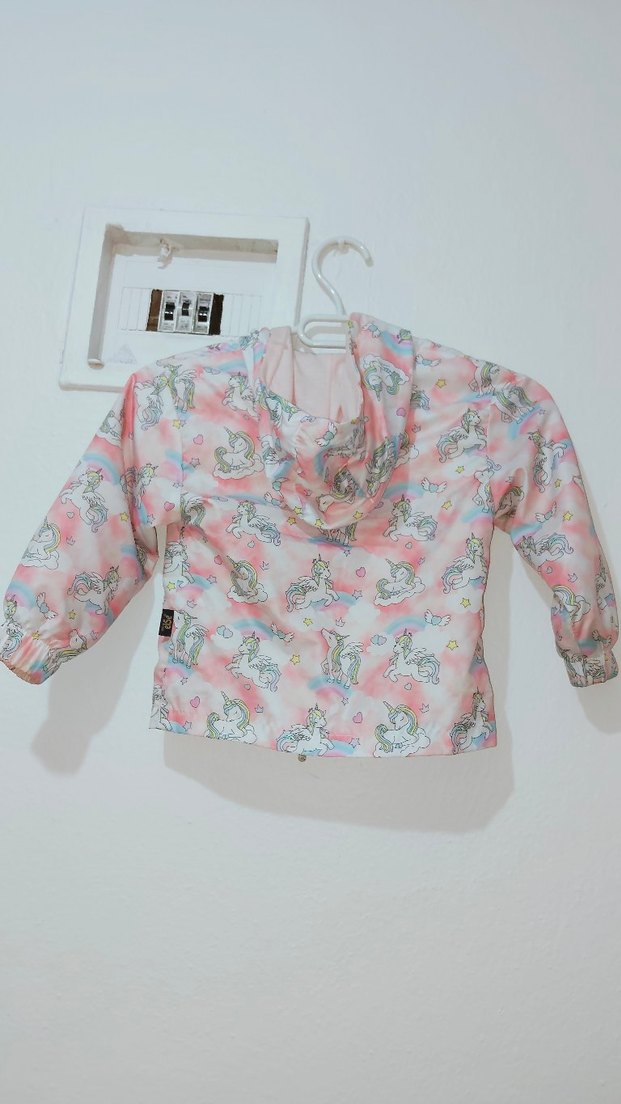 Kız Çocuk Pembe Kapüşonlu Fermuarlı Yağmurluk - Görsel 2