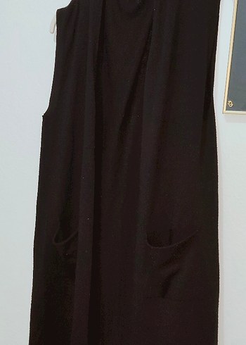 Siyah Uzun Kollarsız Kadın Yelek - Görsel 3