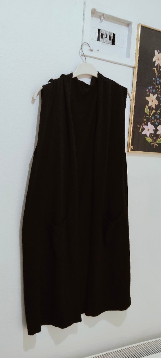 Siyah Uzun Kollarsız Kadın Yelek - Görsel 2