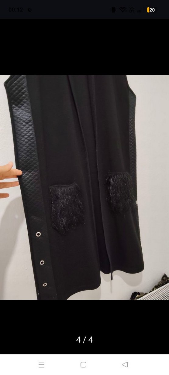 Siyah Yılan Desenli Süet Kolsuz Uzun Yelek - Görsel 2