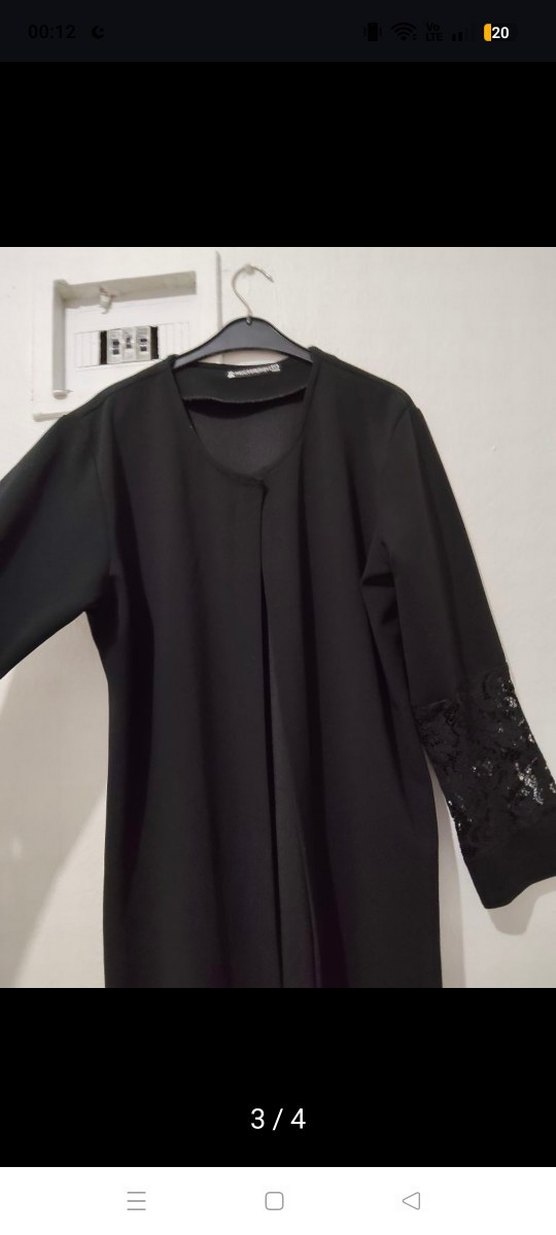 Dantel Detaylı Siyah Uzun Kollu Uzun Elbise - Görsel 3