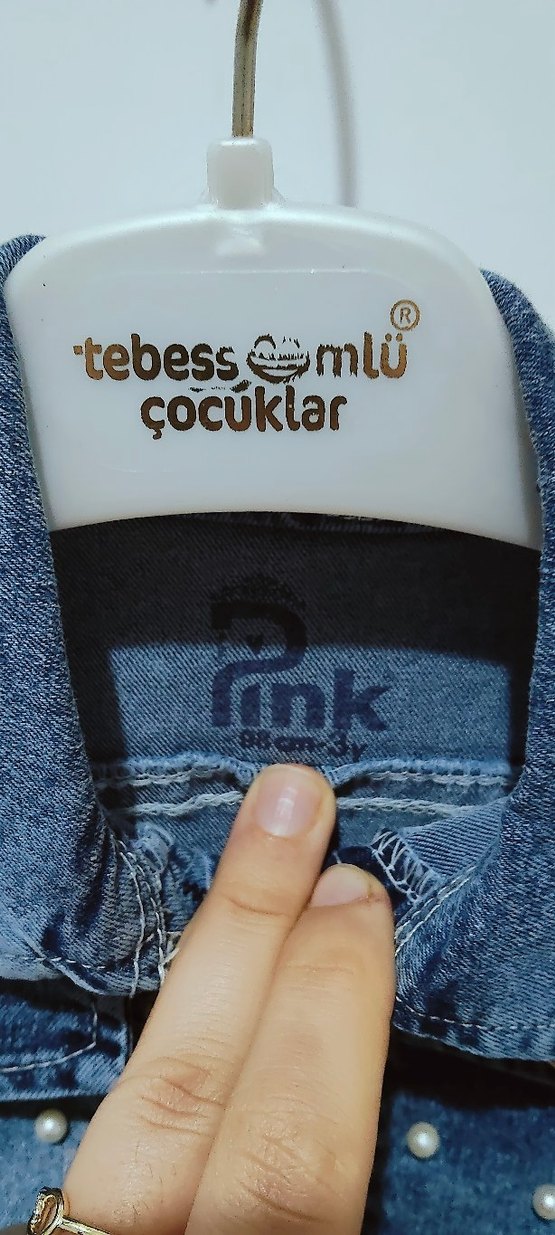 İnci Detaylı Mavi Kız Kot Ceket - Görsel 4