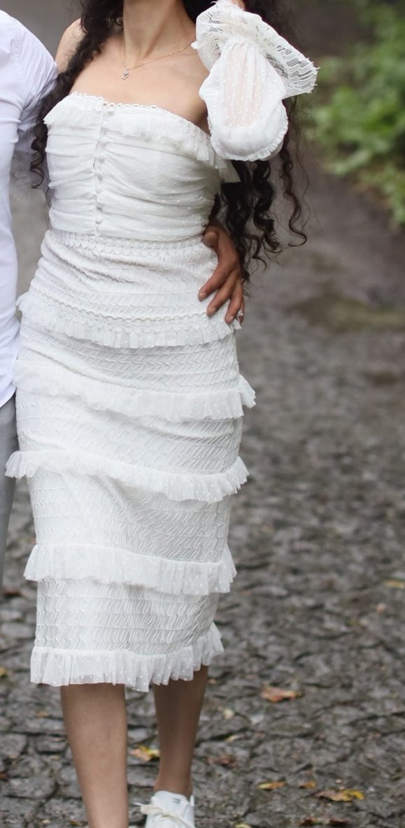 Bohem Straplez Uzun Mini Gelinlik - Görsel 2