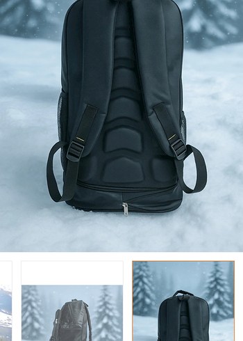 Siyah Baskılı Fermuarlı kamp Sırt Çantası - Görsel 3