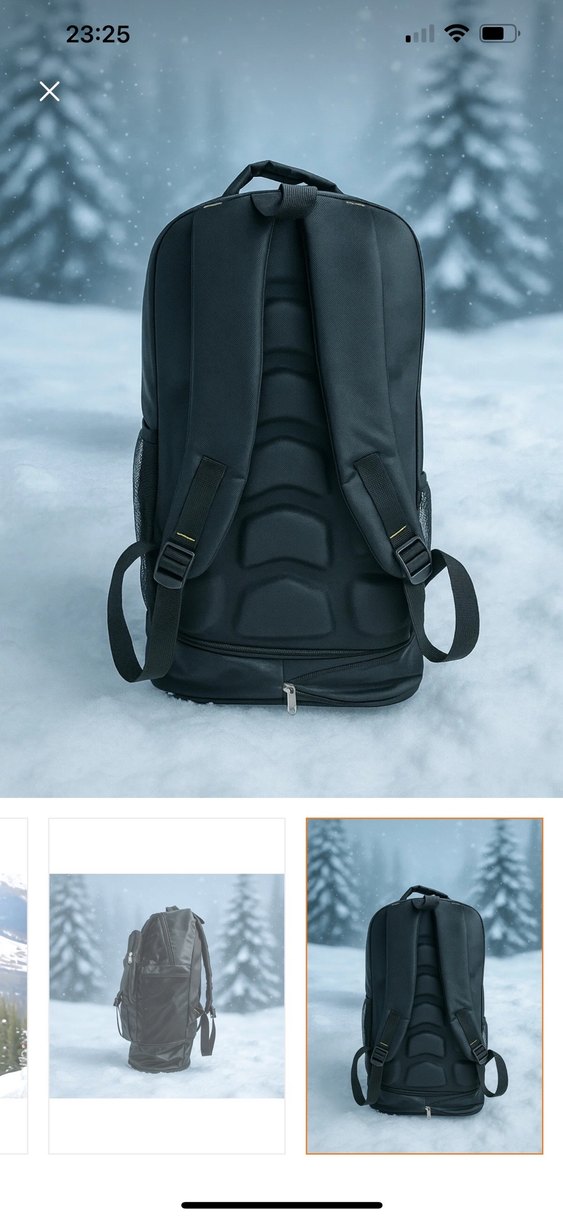 Siyah Baskılı Fermuarlı kamp Sırt Çantası - Görsel 3