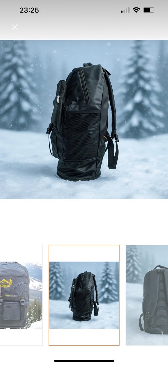 Siyah Baskılı Fermuarlı kamp Sırt Çantası - Görsel 2