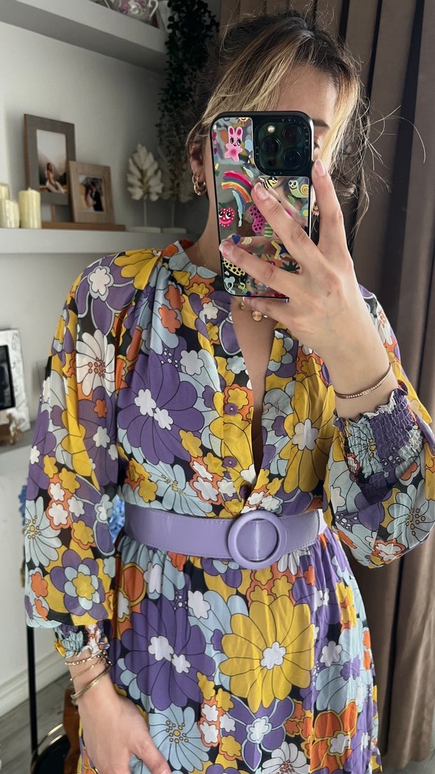 Bohem Çok Renkli Uzun Elbise - Görsel 5