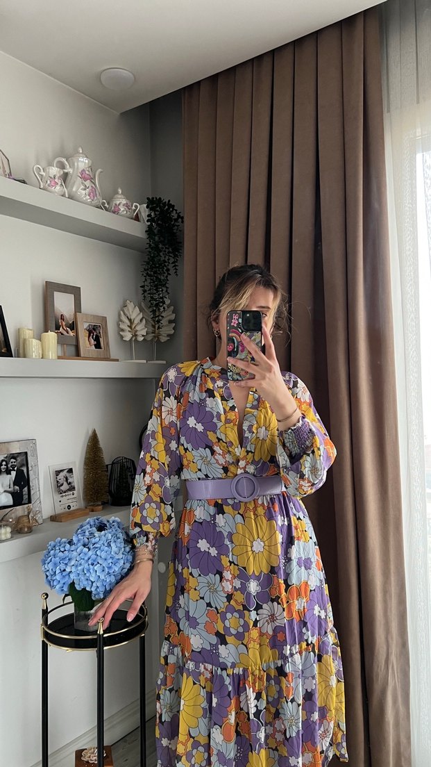 Bohem Çok Renkli Uzun Elbise - Görsel 3