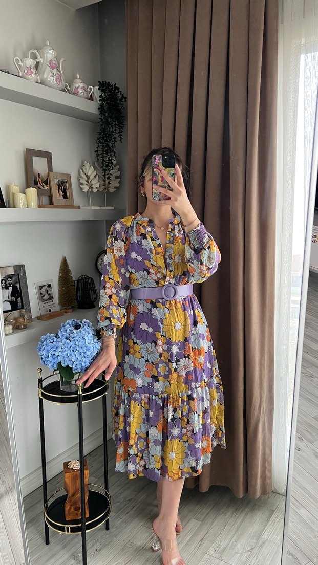 Bohem Çok Renkli Uzun Elbise - Görsel 2