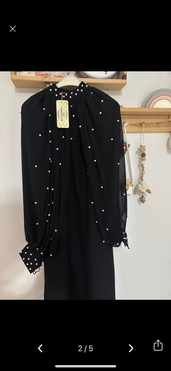 siyah incili abiye - Görsel 5