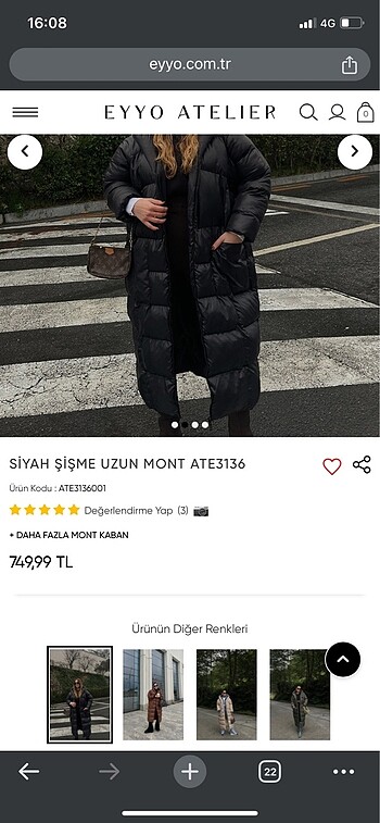 l Beden siyah Renk Siyah Uzun şişme mont