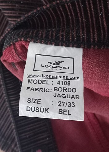 27 Beden kahverengi Renk Kot pantolon