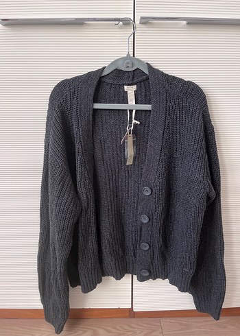Pull and bear gri örgü hırka