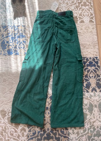 s Beden Bershka yeşil kadife bol pantolon