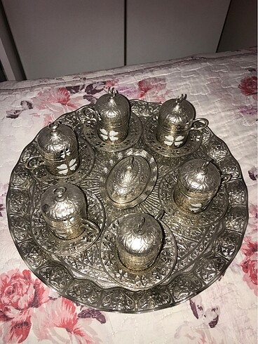 Bakır Kahve fincanı seti tepsili