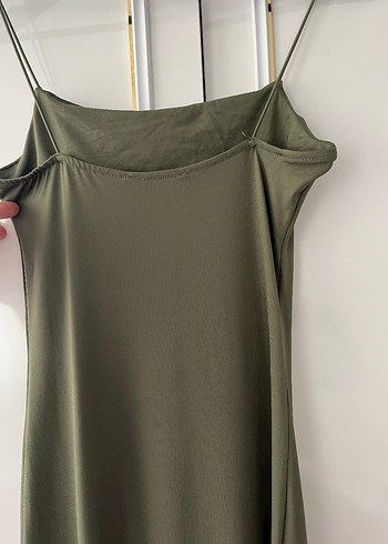 Kadın Haki Midi Askılı Elbise - Görsel 6