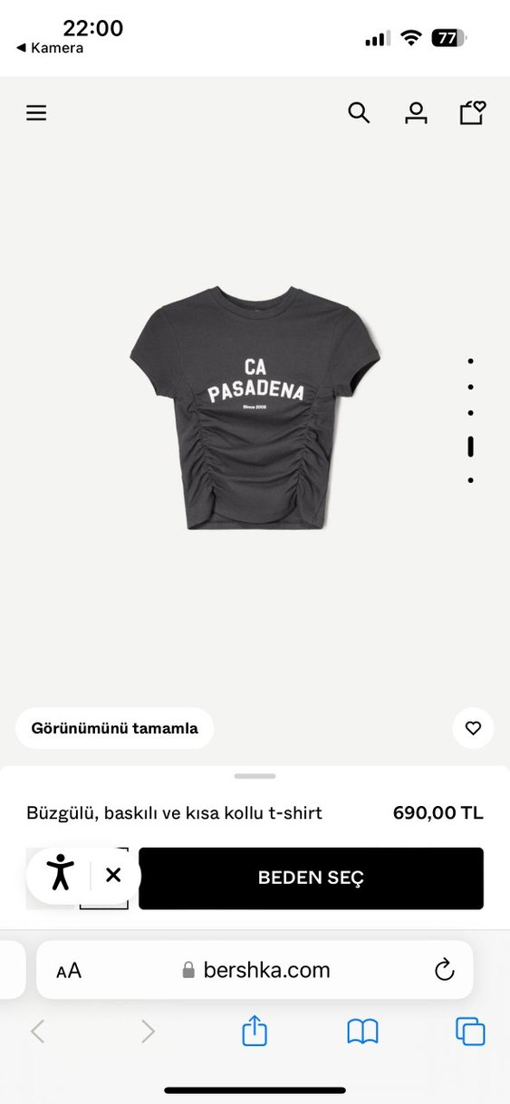 Bershka kadın büzgülü t-shirt - Görsel 3